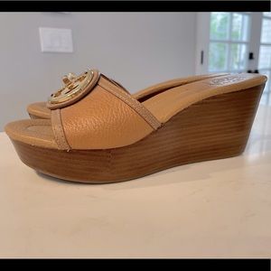 Tory Burch Selma Patti Wedge Sandals Nude Tan Size 6.5